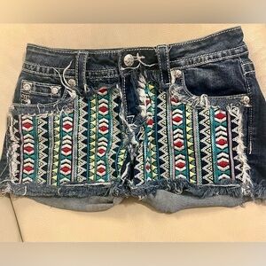 Like-new Miss Me Denim Embellished Shorts - Sz 26